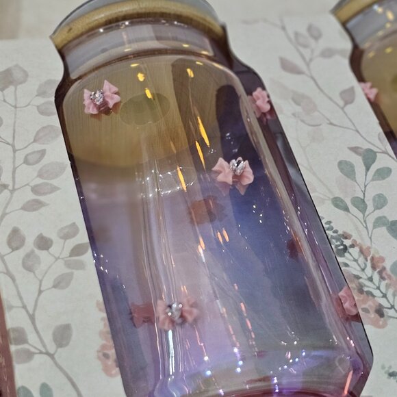 Viral Bow Tumblers with Straws - NWT, Coquette, Bow, Pink - Picture 2 of 5